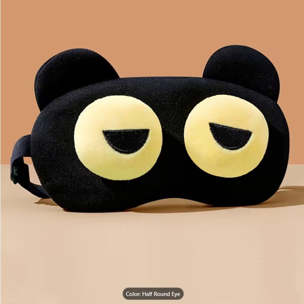 Funny Bear Sleep Mask Plush Eye Mask with Adjustable Strap Half Round Eye Design